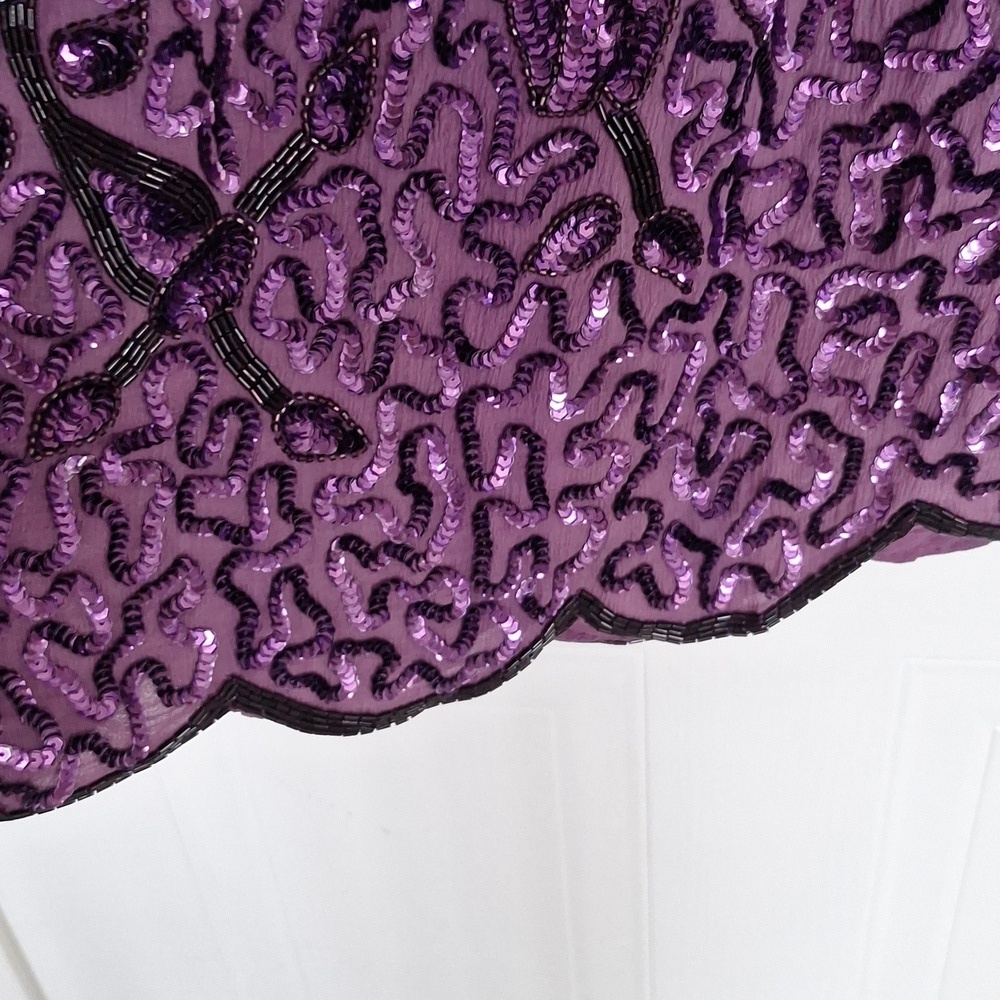 Purple Beaded Sheer sequin 2pc Top And Skirt - Picture 9 of 17